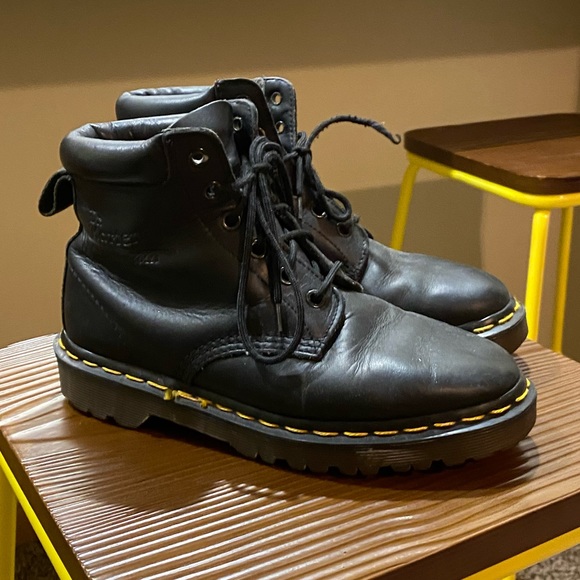 Dr. Martens Shoes - Dr. Martens Air Wair Black Leather 6-Eyelet Boots